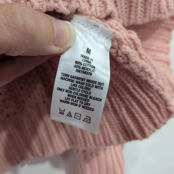 Aeropostale Cold Shoulder Chunky Sweater Pink Size Medium - Picture 3 of 4